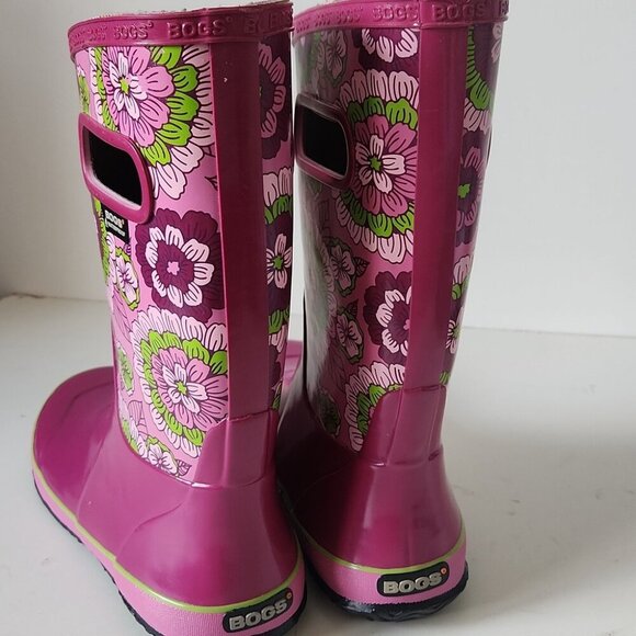 BOGS | Rainboot Pansies Rain Boots Floral Purple Girls Sz 6 - Picture 4 of 6